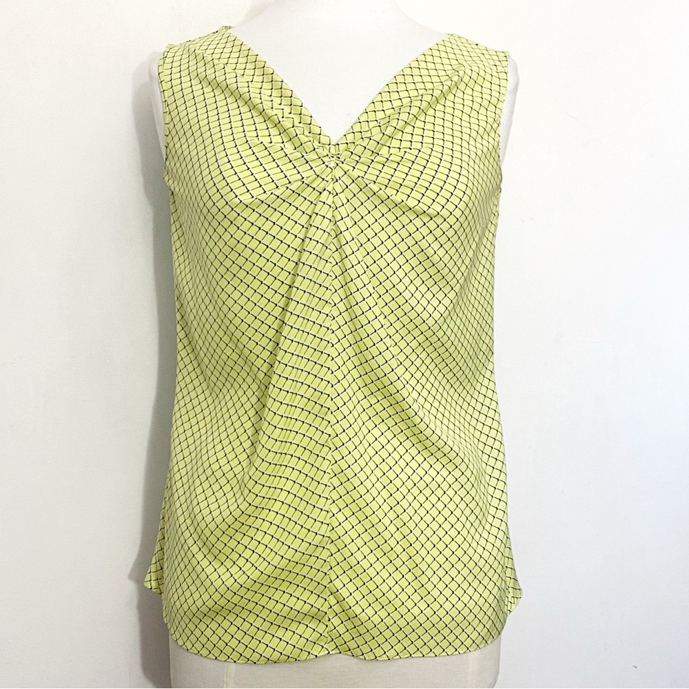 Worthington Silky Geometric Print Gathered Front Sleeveless Blouse S